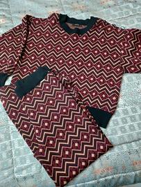 Completo maglione/pantaloni in maglia con rombi 