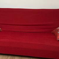 Divano 4 posti con bracioli in legno e letto 1/2