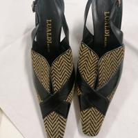 scarpe a sandalo pelle e velluto