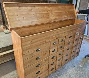 Cassettiera artigianale in legno nuova