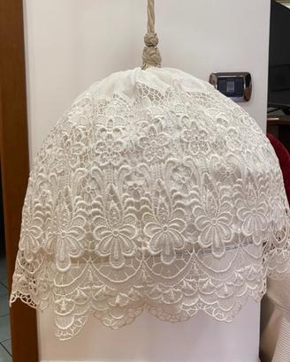 Lampadario a sospensione vintage in pizzo bianco