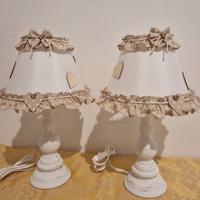 coppia di lampade nuove base in legno