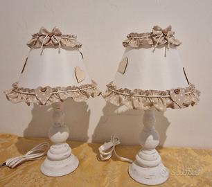 coppia di lampade nuove base in legno