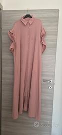 Abito lungo chemisier rosa volants Made in Italy

