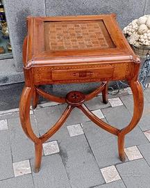 Tavolino Liberty - piano scacchiera intarsiato - i