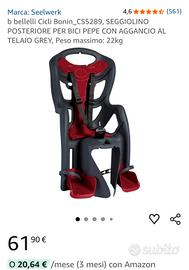 Belelli seggiolino bici posteriore