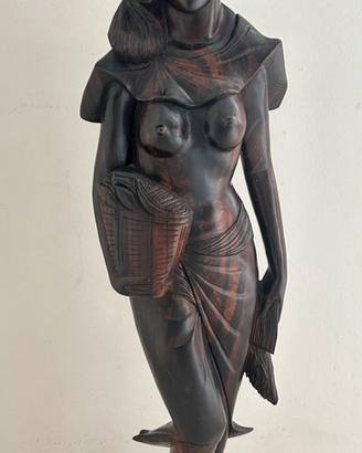 Statua Balinese vintage intagliata a mano- H 70 cm