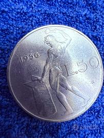 Moneta da 50 Lire della Repub. Italiana del 1956