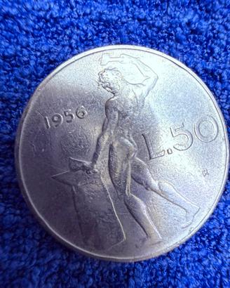 Moneta da 50 Lire della Repub. Italiana del 1956