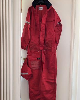 Tuta impermeabile offshore rossa all-in-one, mis L