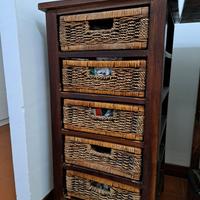 Mobile con cassetti in vimini