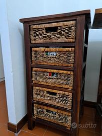 Mobile con cassetti in vimini