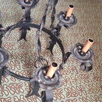 Lampadario anni 50 ferro battuto 