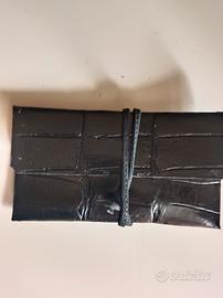 porta tabacco in vero coccodrillo nero nuovo