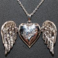 Collana ciondolo argento ali d'angelo con cuore