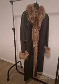 Cappotto lungo in pelle e pelliccia 