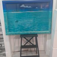 Cuadro dipinto a mano, tartaruga tropicale 