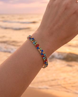 Bracciale tennis, multicolor doppia fila