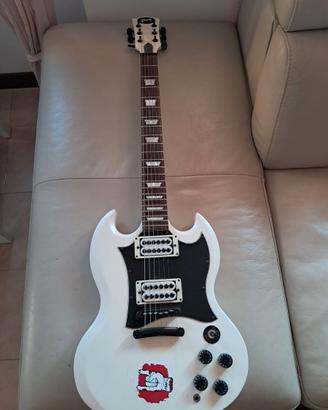 Chitarra elettrica SG-style artigianale – bianca