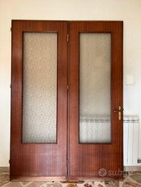Porta doppia da interno a battente in legno+ vetro