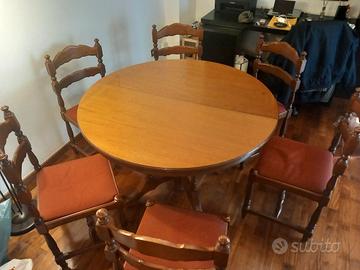 TAVOLO DA PRANZO ROTONDO ESTENSIBILE + 6 SEDIE