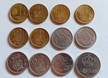 Lotto 12 Monete Spagna Pre-Euro (Pesetas)