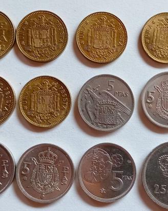 Lotto 12 Monete Spagna Pre-Euro (Pesetas)