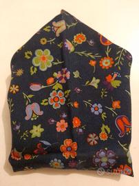 Fazzoletto da taschino vintage lana seta blu