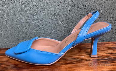 Scarpe azzurre di vera pelle stile Prada n.38