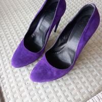 SCARPE DONNA CUOIO E CAMOSCIO N. 38 VIOLA ALTE