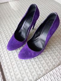 SCARPE DONNA CUOIO E CAMOSCIO N. 38 VIOLA ALTE