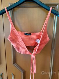 Crop Top Intrecciato Color Salmone