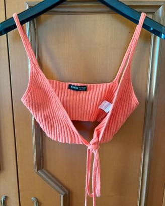 Crop Top Intrecciato Color Salmone