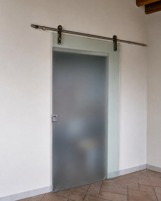 Porta scorrevole in vetro satinato