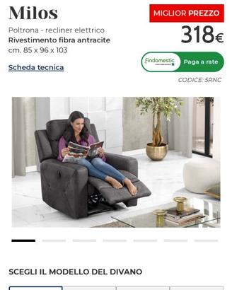 2 poltrone con recliner elettrico nuove
