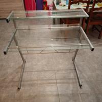 scrivania 2 ripiani in vetro temperato 