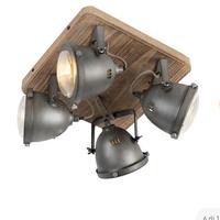 Plafoniera stile industriale 4 faretti +lampadine 