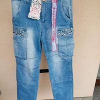 Jeans Cargo Miss Azzurra con Borchie tg M Nuovi