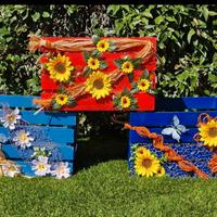 cassette  di legno  decorate 