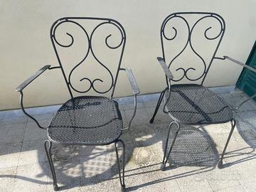 Sedie in ferro battuto da esterno anni 60