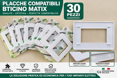 Lotto 30 placche bianche compatibili BTicino Matix