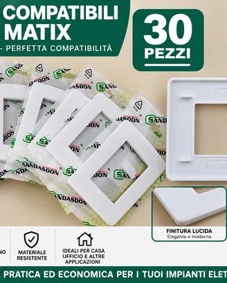 Lotto 30 placche bianche compatibili BTicino Matix