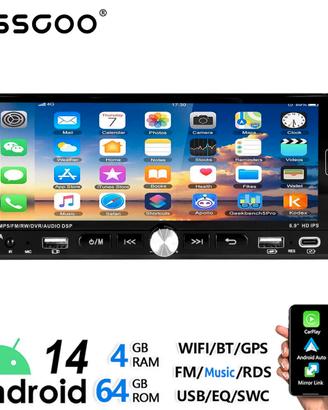 Autoradio 1 DIN Con 7" Schermo Android 14 4+64GB C