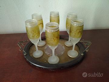 Set 6 calici vintage + vassoio