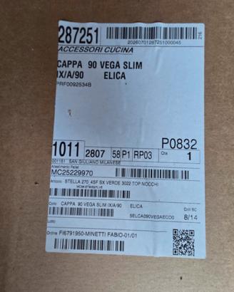 cappa Elica 90 Vega slim