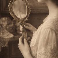 Antico specchio a mano da boudoir liberty anni 20