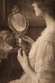 Antico specchio a mano da boudoir liberty anni 20