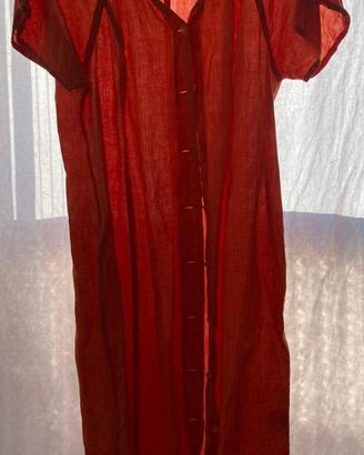 Vestito lungo arancione in puro lino marina rinald