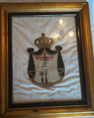 Quadro Cristo regale con filamenti in oro