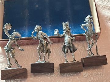 4 maschere carnevale  in peltro fatte a mano Italy